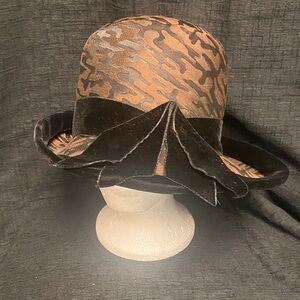 Vintage Black and Brown Patterned Hat